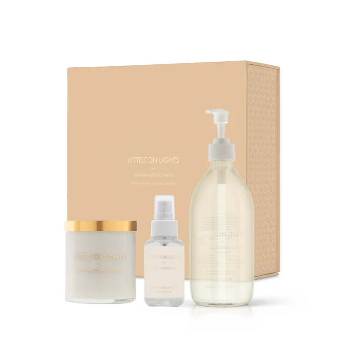 The Lyttelton Lights Sandalwood and Vanilla Home Fragrance Collection